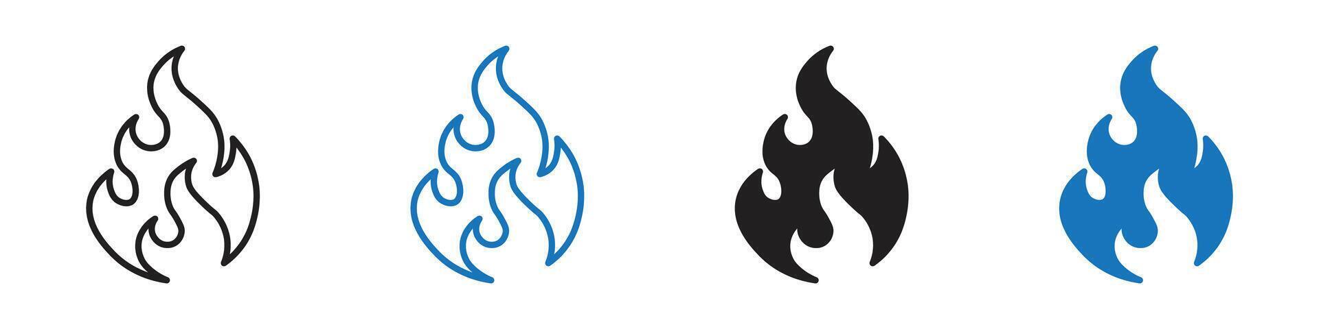 Fire icon set outline vector