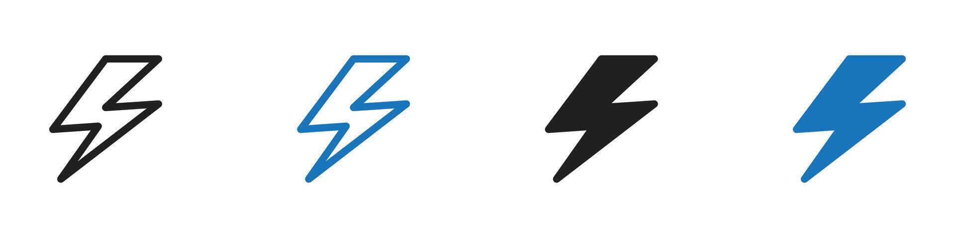 Lightening bolt set outline vector