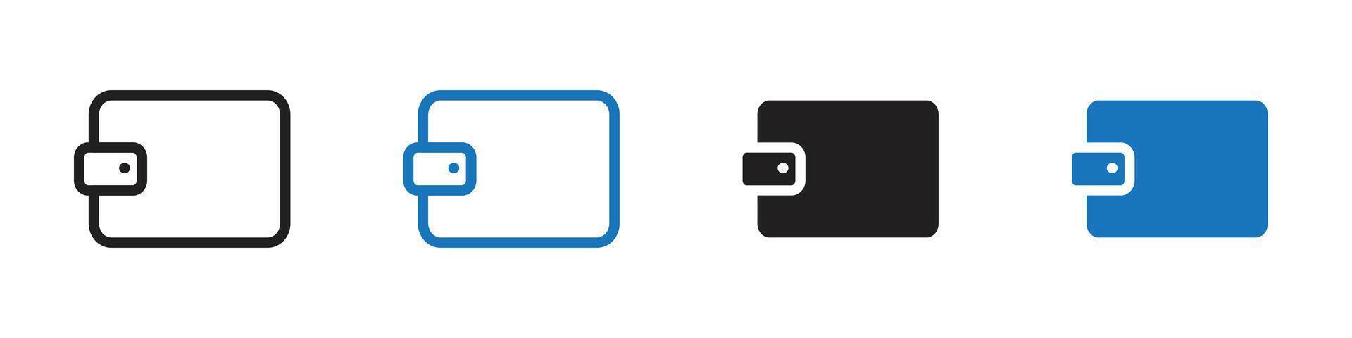 Wallet icon set outline vector