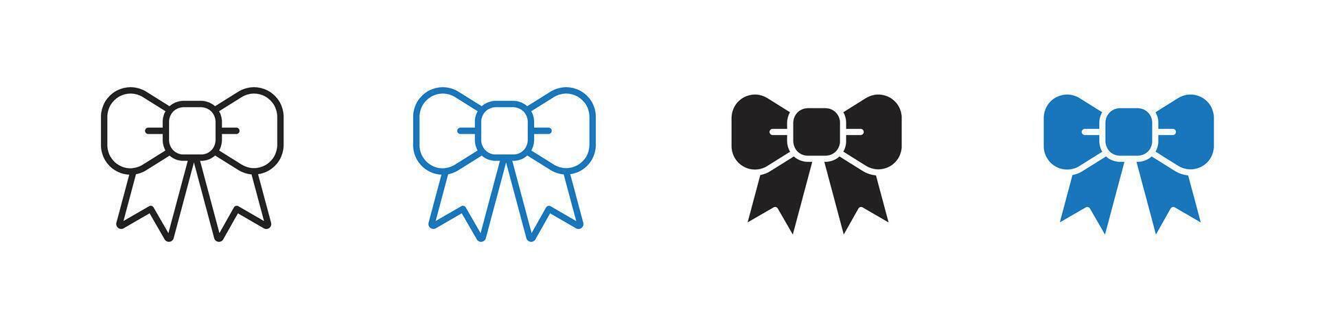 Ribbon Bow icon set outline vector