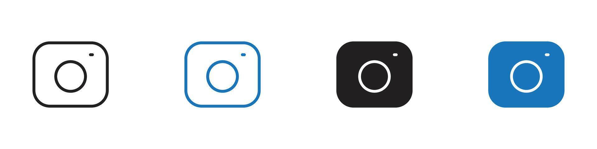 Camera icon set outline vector