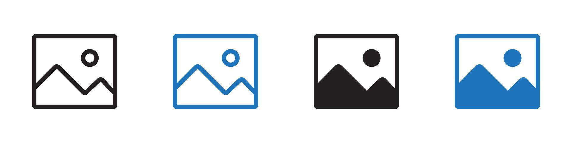 Picture icon set outline vector