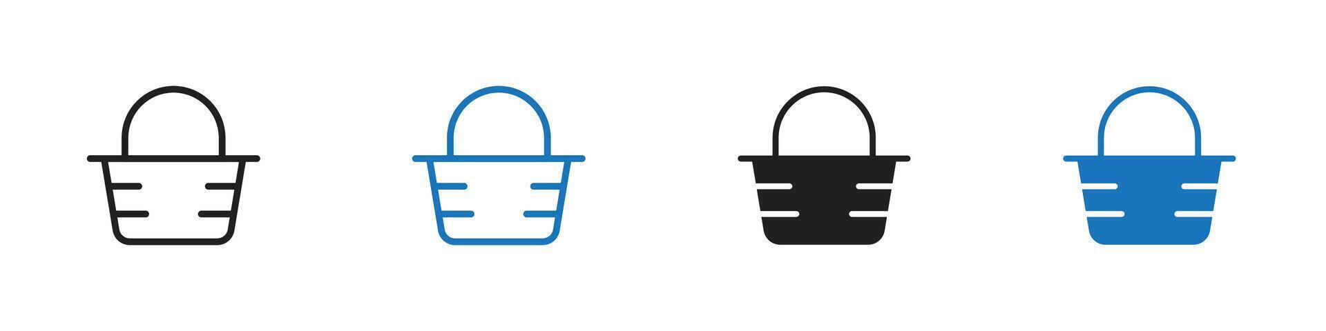 Basket icon set outline vector