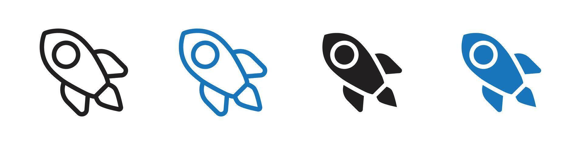 Rocket icon set outline vector