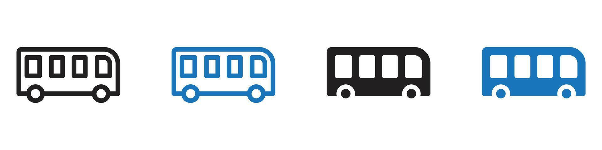 Bus icon set outline vector