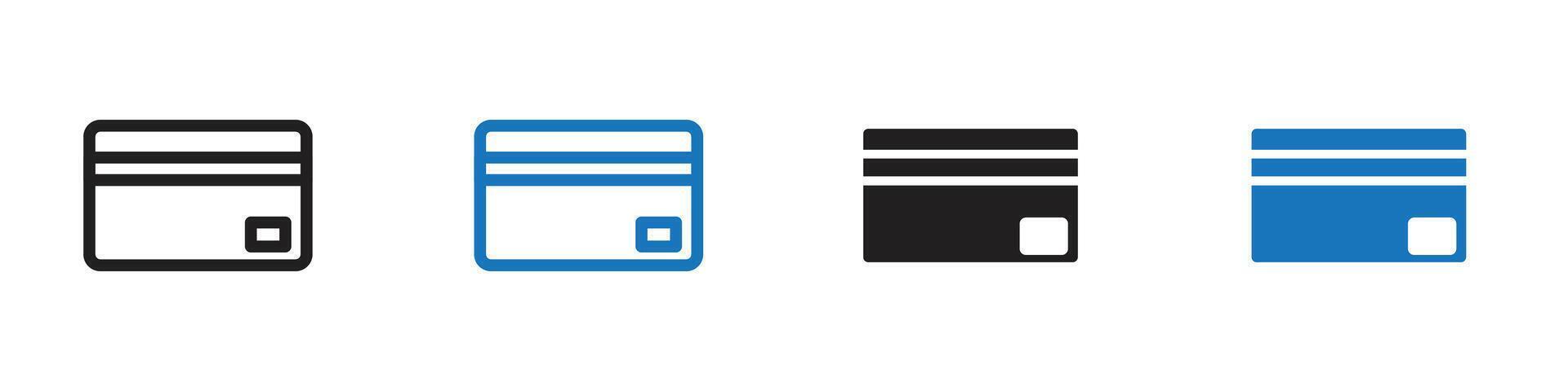 Credit card icon set outline vector