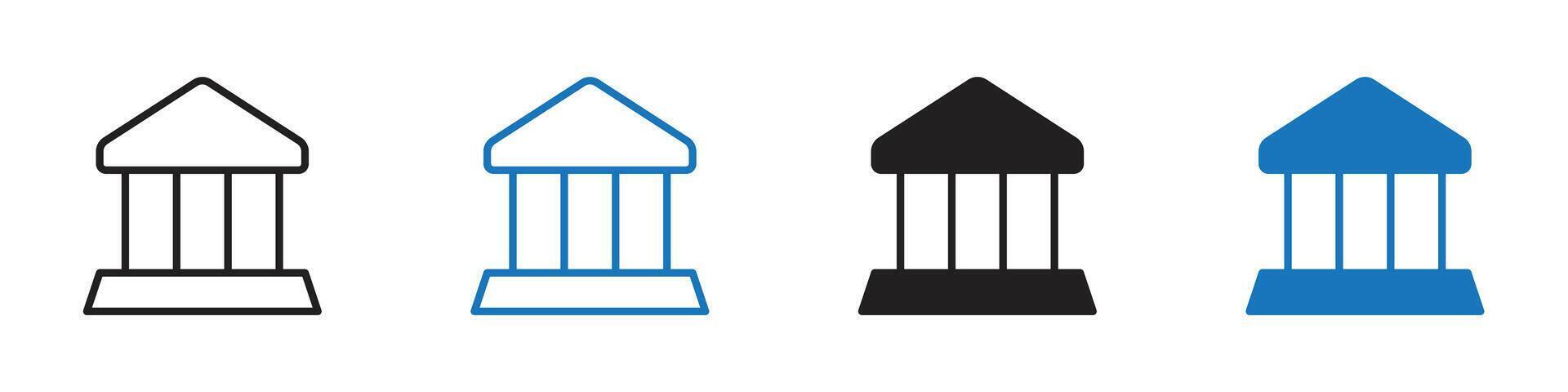 Bank icon set outline vector