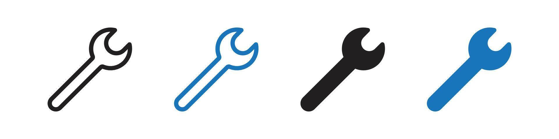 Wrench icon set outline vector