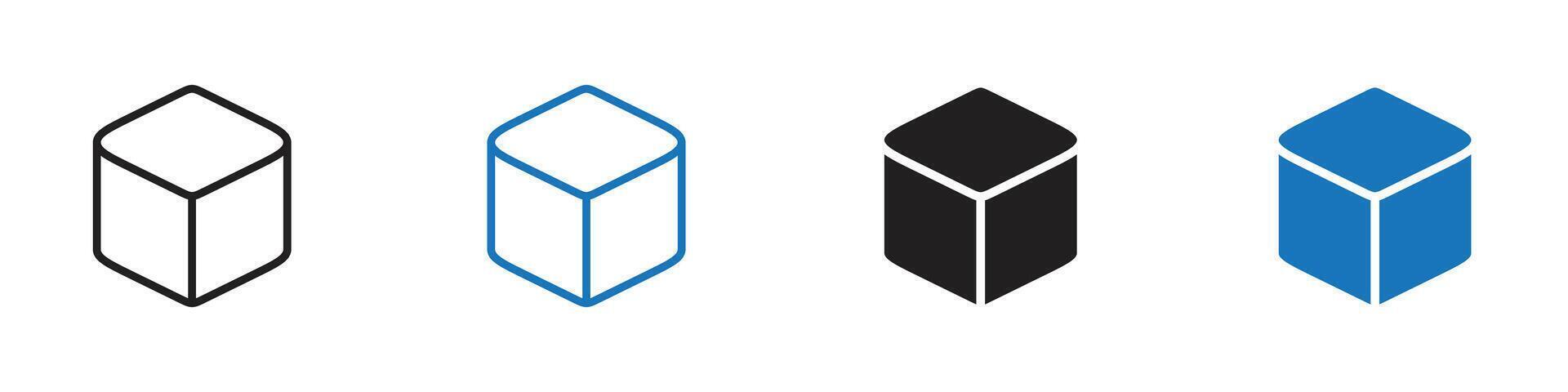 Box icon set outline vector