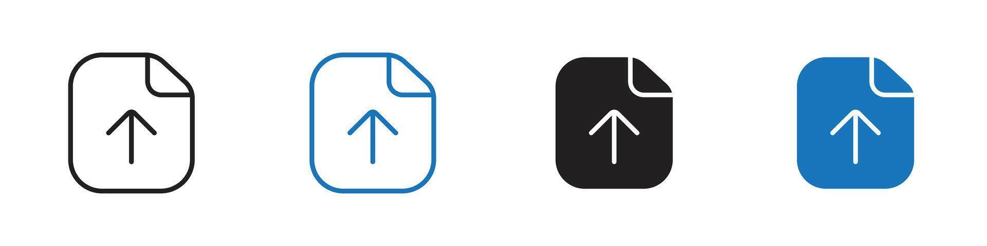 Upload file icon set outline vector