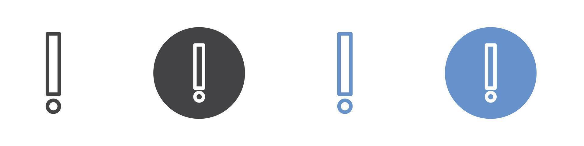 exclamation mark icon Flat set in black and white color vector