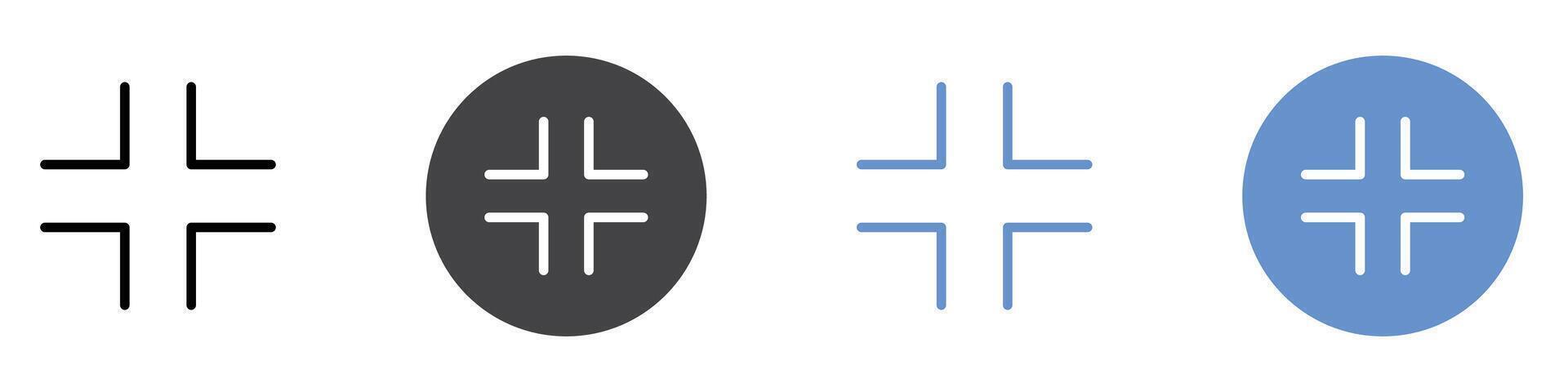 minimize icon Flat set in black and white color vector