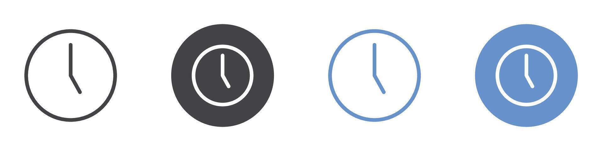 Time icon Flat set in black and white color vector