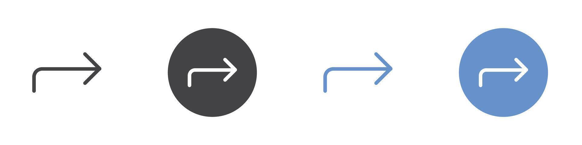 forward icon Flat set in black and white color vector