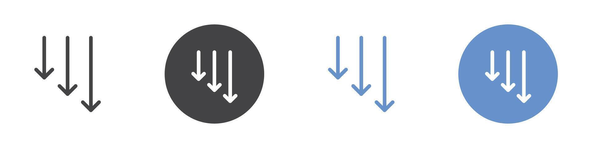 reduce icon Flat set in black and white color vector