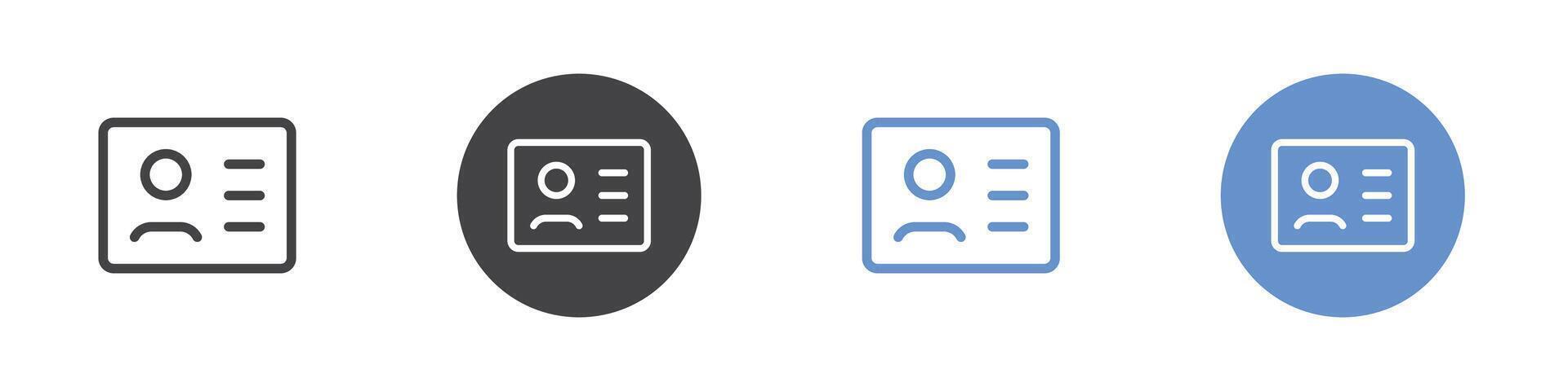 Id card icon Flat set in black and white color vector