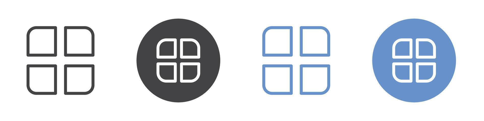 Menu icon Flat set in black and white color vector