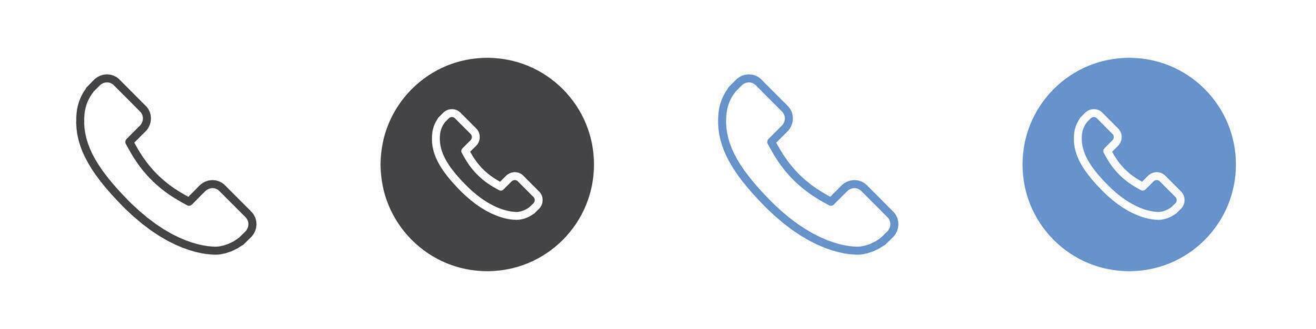 Phone icon Flat set in black and white color vector