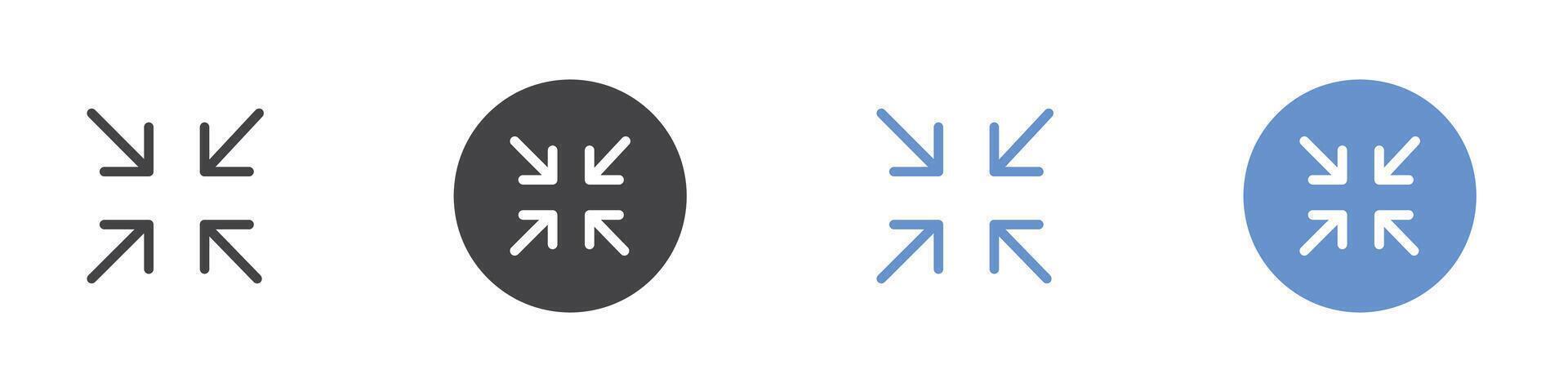 minimize icon Flat set in black and white color vector