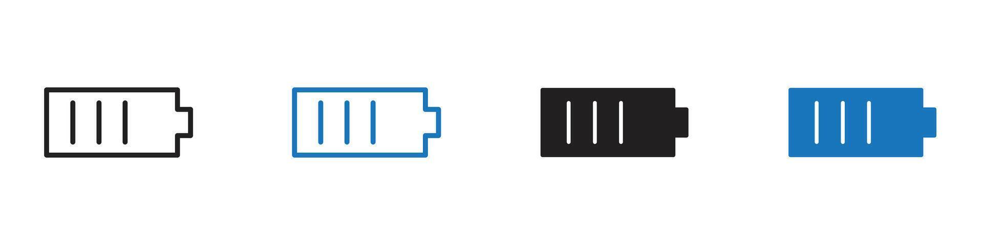 Battery icon set outline vector