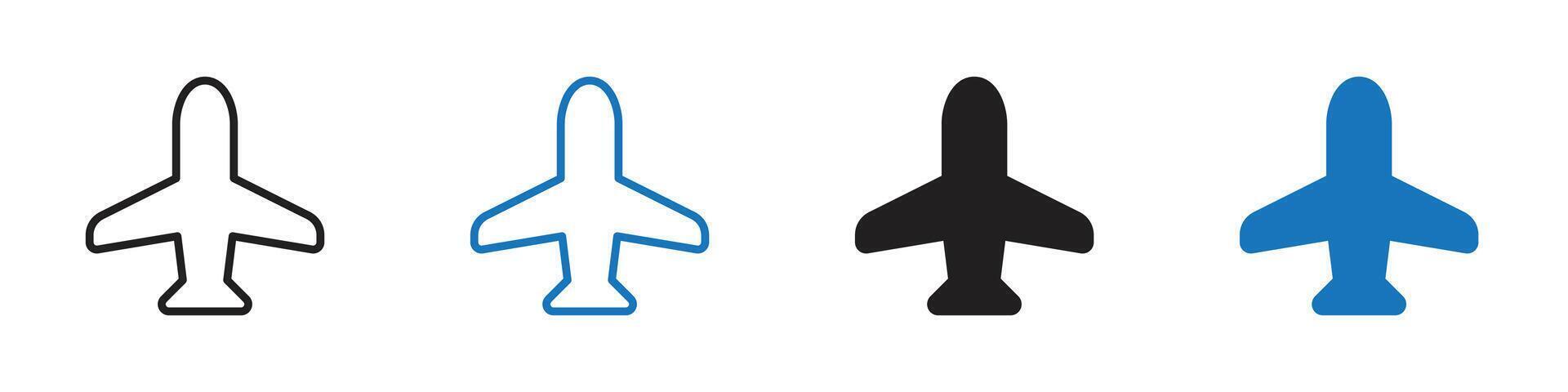 Airplane icon set outline vector