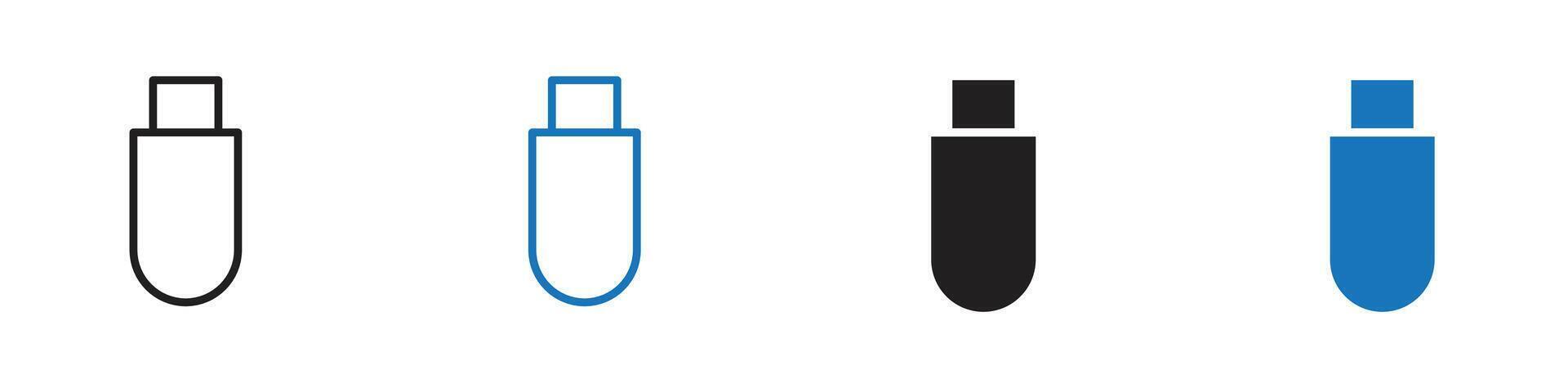 USB icon set outline vector