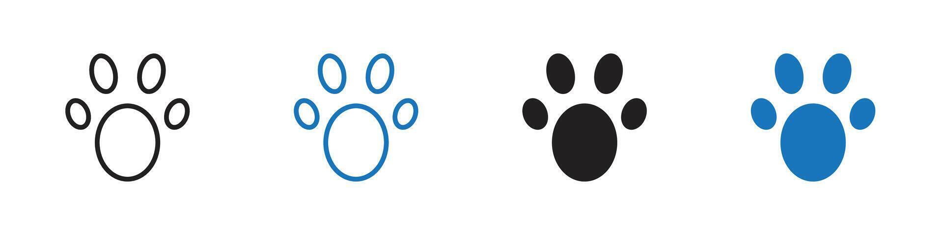 Paw icon set outline vector