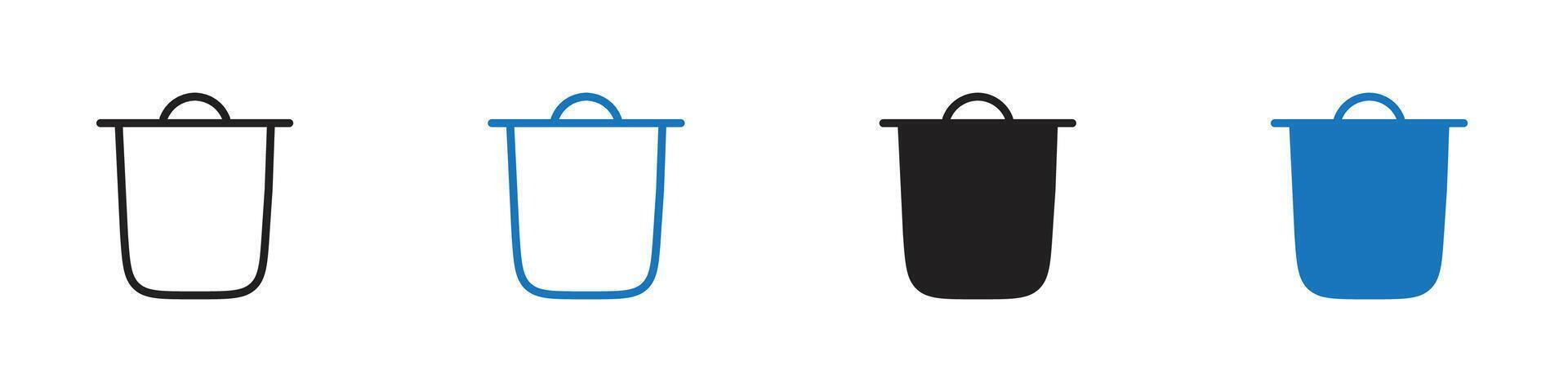 Trash icon set outline vector