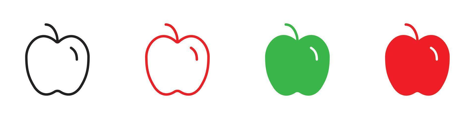 Apple icon set outline vector