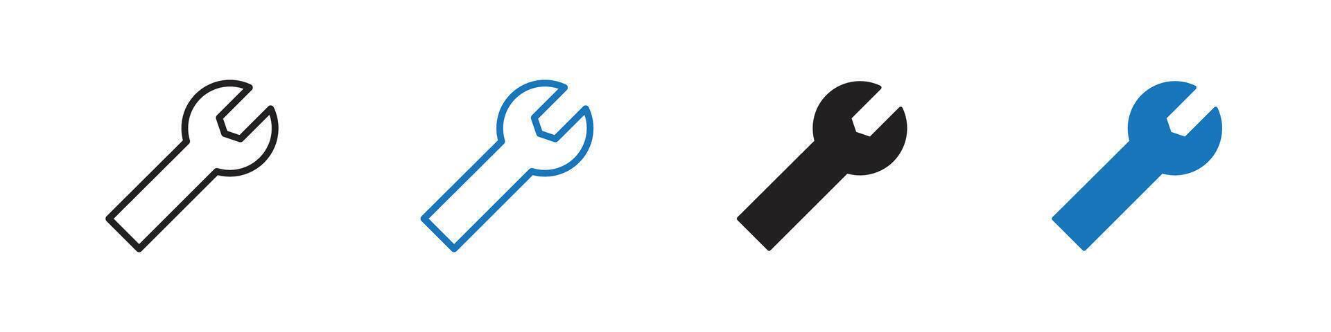 Wrench icon set outline vector