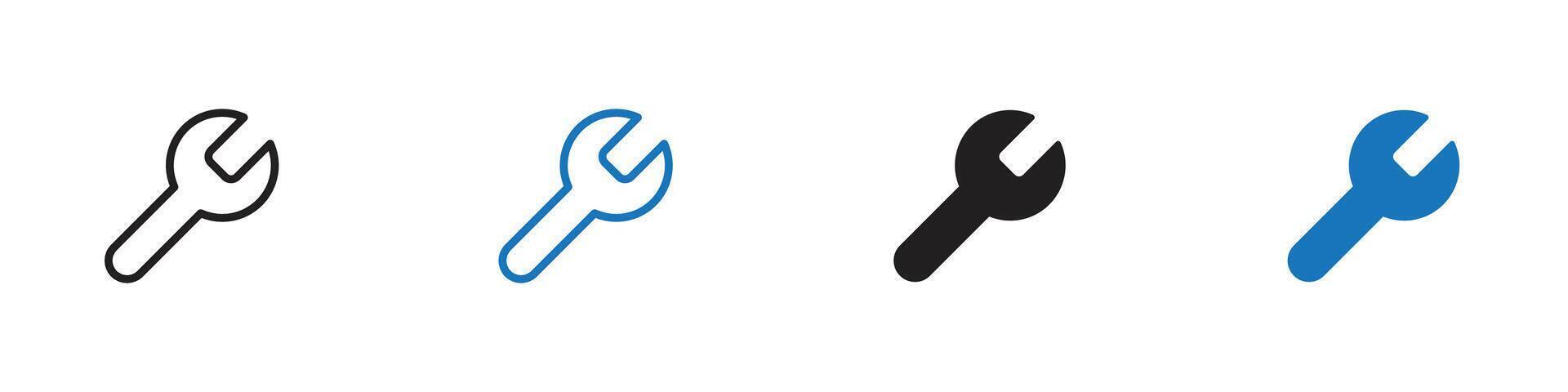 Wrench icon set outline vector