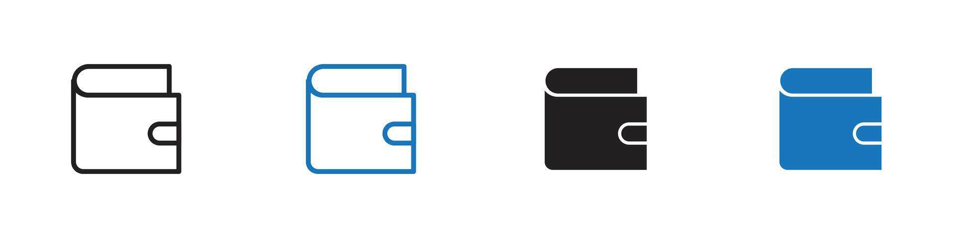 Wallet icon set outline vector