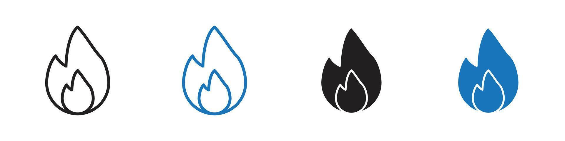 Fire icon set outline vector