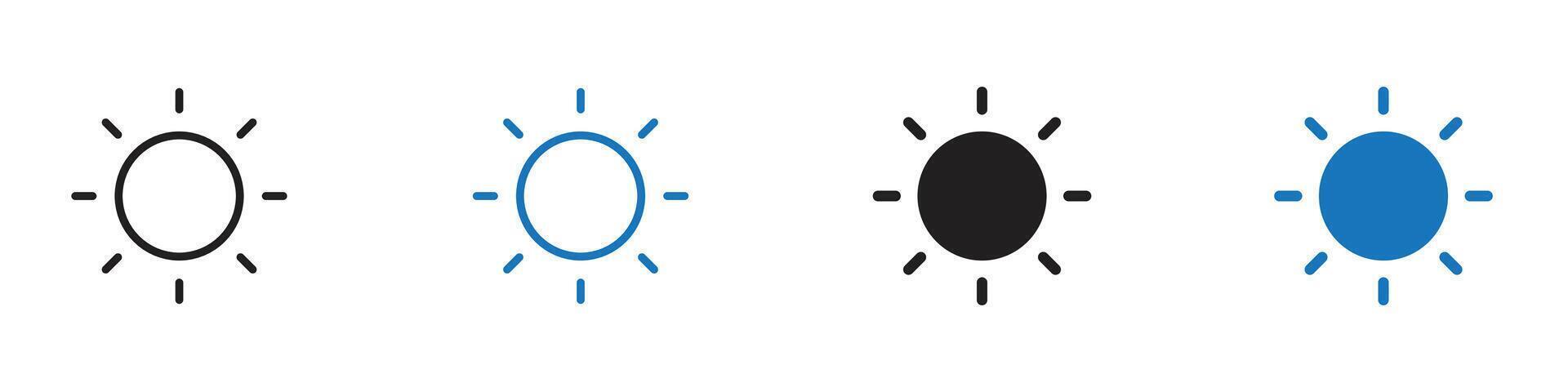 Sun icon set outline vector