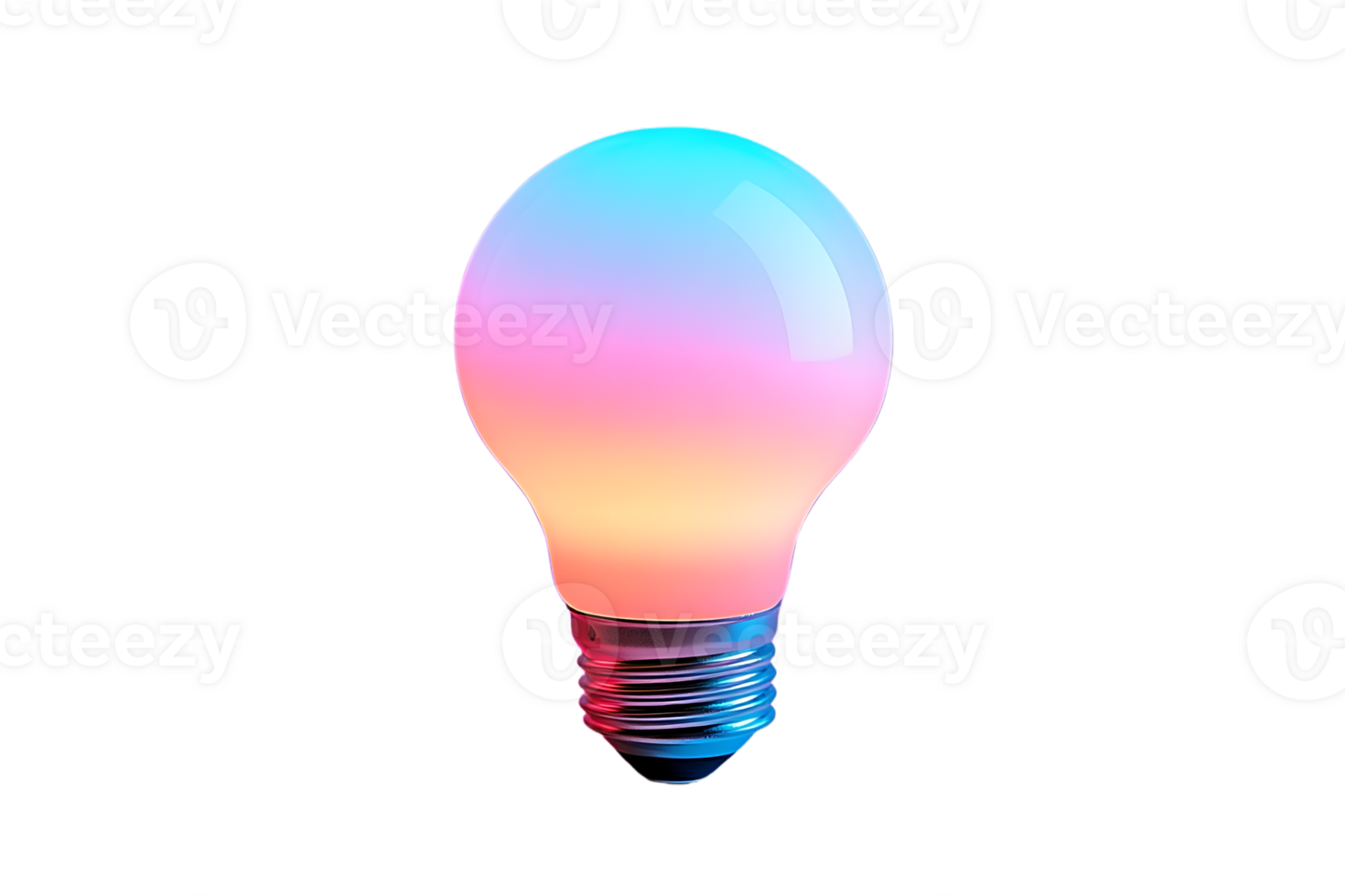 A Multicolored Light Bulb Glows with a Transparent Background png