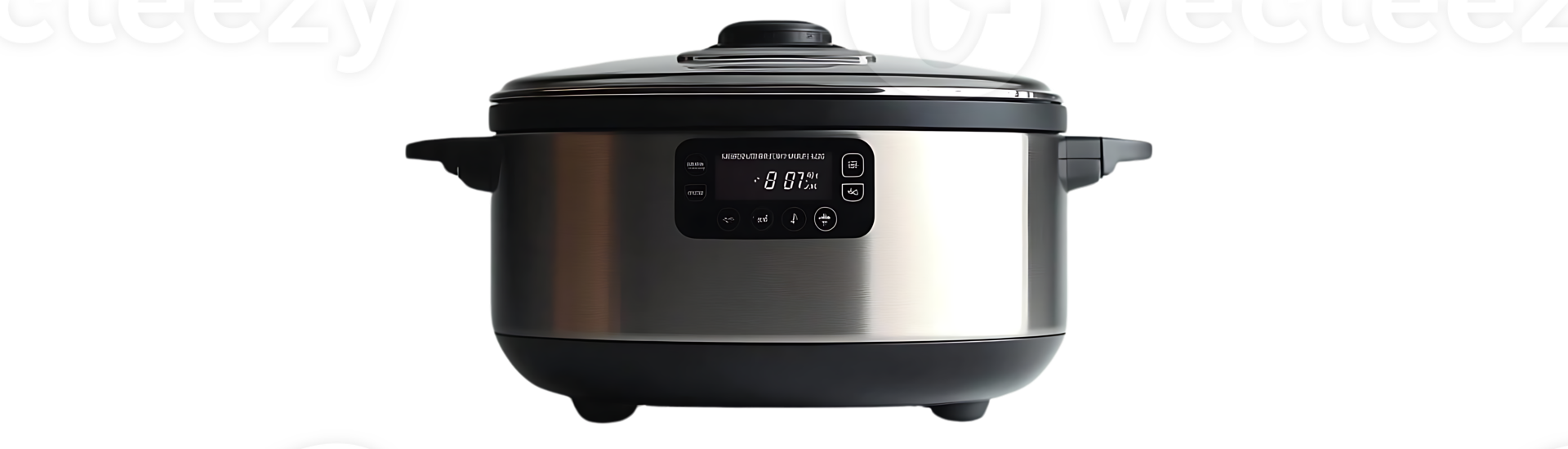 Stainless Steel Electric Rice Cooker with Transparent Background, Ideal for Cooking Perfect Rice with a Modern Design, Featuring a Digital Display and a Durable Construction for Long-Lasting Use. png