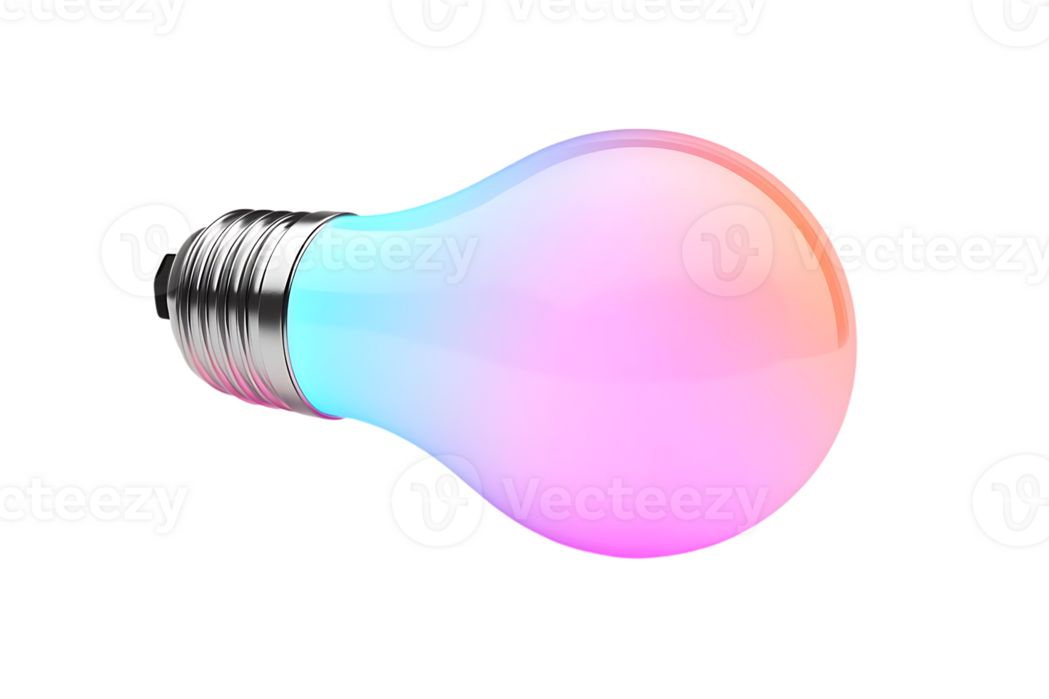 Light Bulb Glowing with a Transparent Background, Multicolored Light Shining Through png