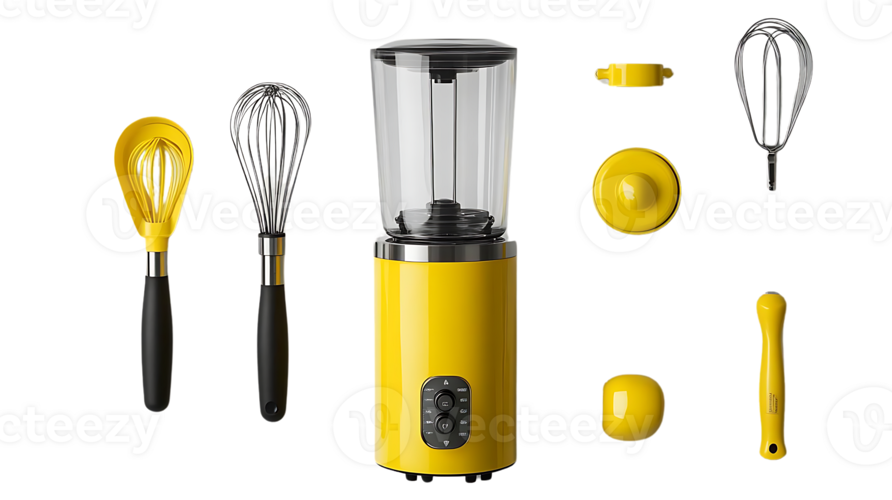 Yellow Immersion Blender with Transparent Background, Creates Delicious Smoothies and Sauces with Whisk Attachments for Blending and Whipping png