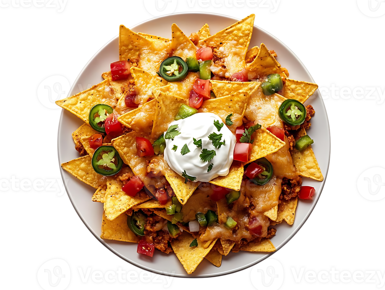 Crispy Tortilla Chips Topped with Savory Ground Beef, Melted Cheese, and Fresh Toppings, Creating a Delicious and Flavorful Dish with a Transparent Background. png