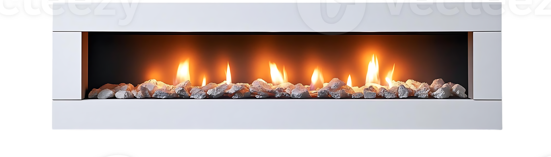 Modern White Wall Mounted Fireplace with Transparent Background for Cozy and Elegant Home Decor png