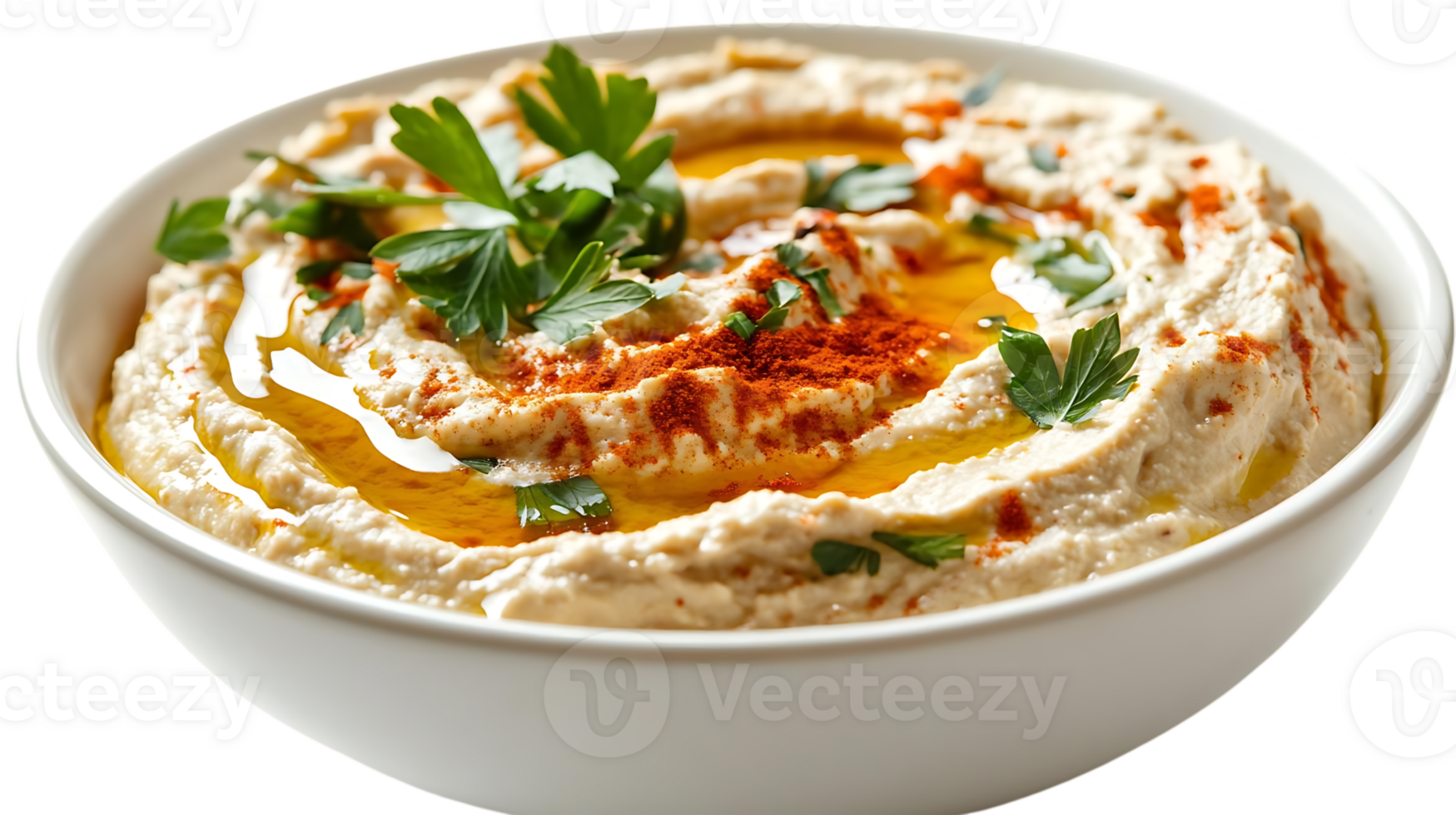 Delicious Hummus with Olive Oil and Paprika, a Creamy and Flavorful Dip with a Transparent Background png