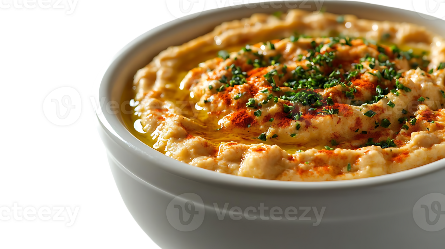 Delicious Hummus with Paprika and Olive Oil, a Creamy and Flavorful Dip with a Transparent Background png