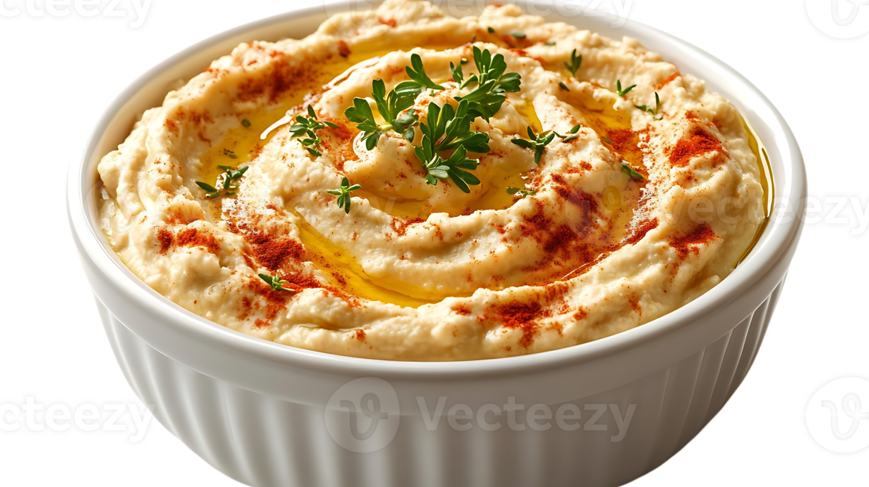 Creamy Hummus with Olive Oil and Paprika, a Delicious Dip with Transparent Background png