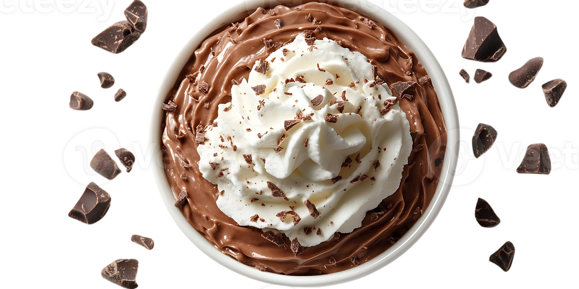 Chocolate Mousse with Whipped Cream and Chocolate Shavings, A Delicious Treat with a Transparent Background png