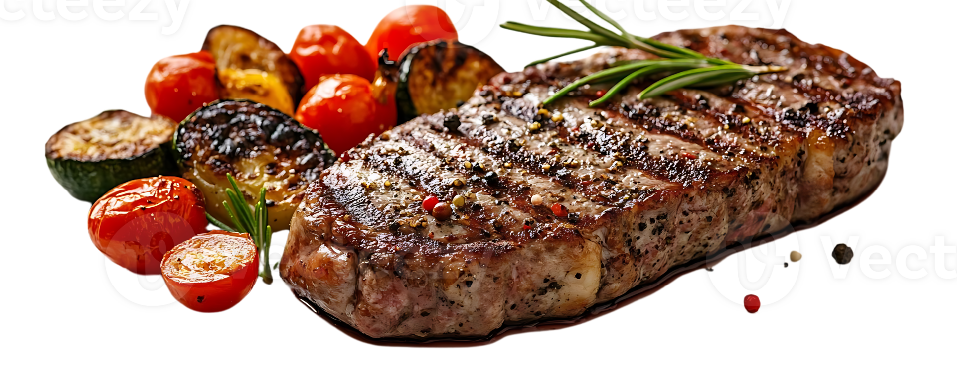 Grilled Steak with Roasted Vegetables and Transparent Background png
