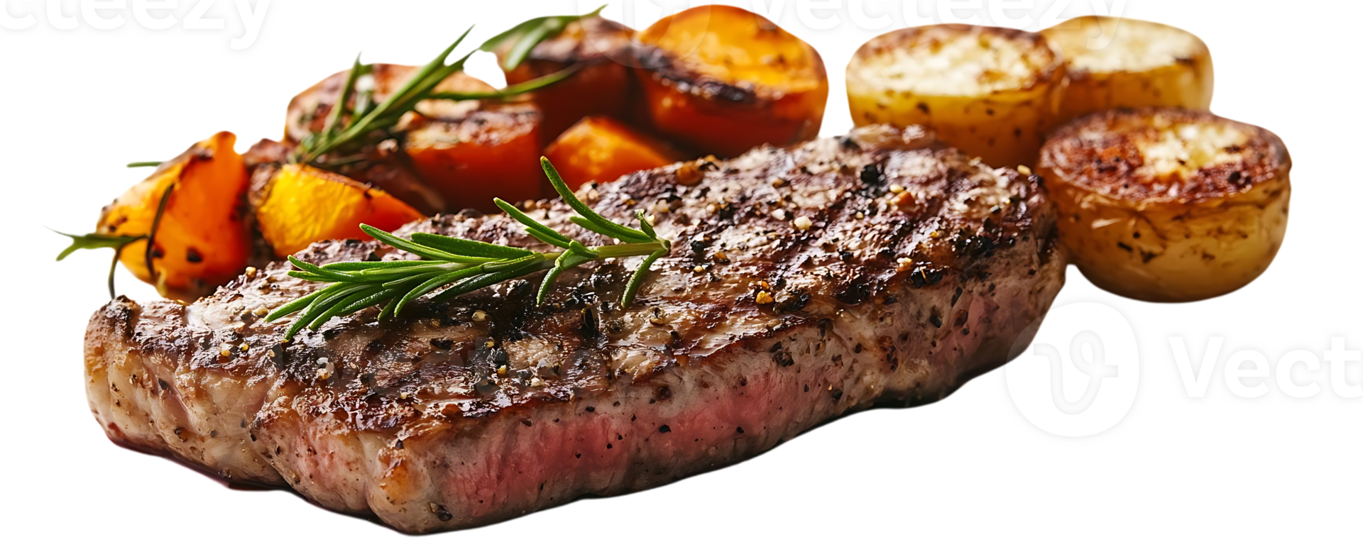 Grilled Steak with Rosemary and Roasted Potatoes, a Delicious and Flavorful Meal with Transparent Background png