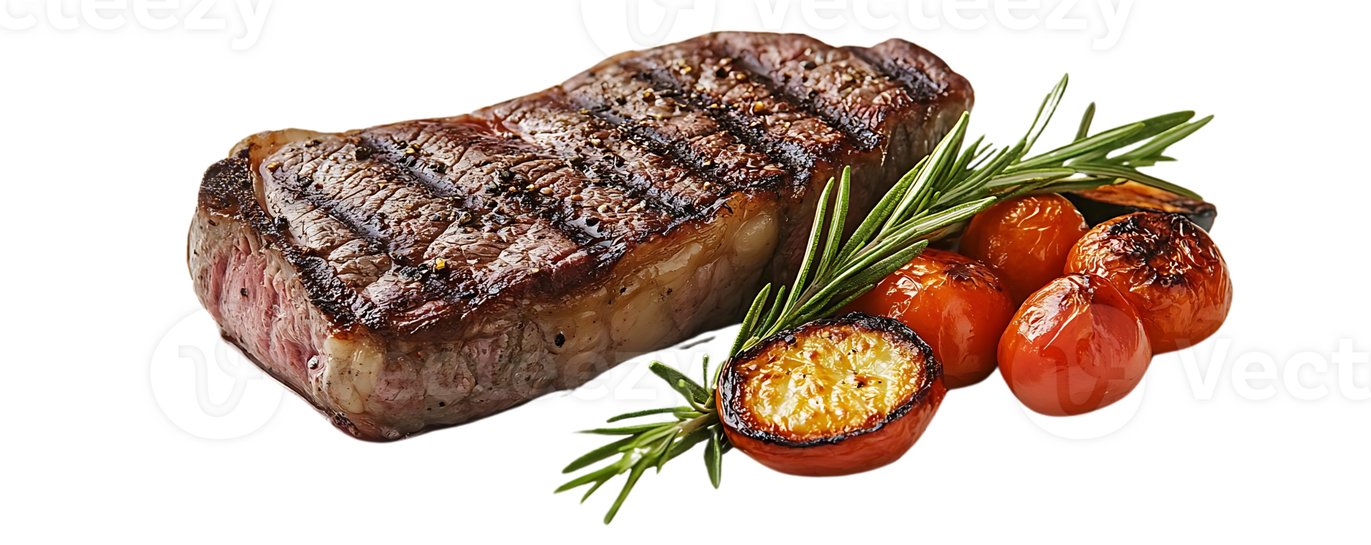 Grilled Steak with Rosemary and Roasted Tomatoes, a Delicious Meal with a Transparent Background png
