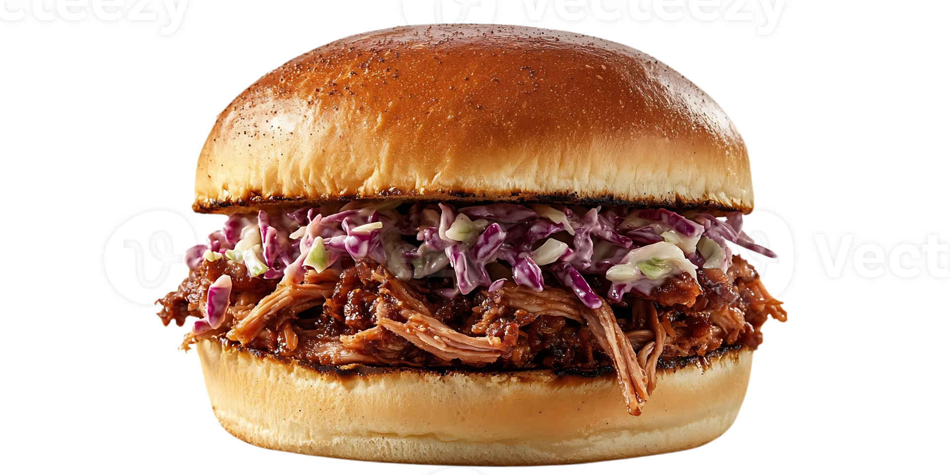 Pulled Pork Sandwich with Coleslaw and a Transparent Background png