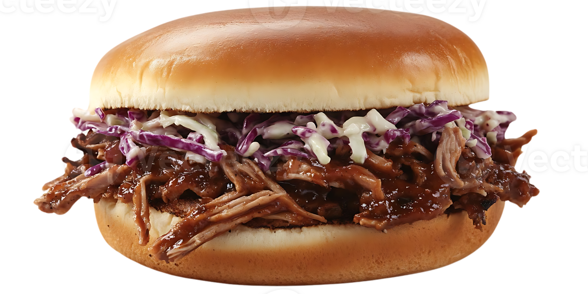 Savory Pulled Pork Sandwich with Coleslaw,  Delicious BBQ Flavor,  Perfect for Lunch,  Enjoy on a Transparent Background png