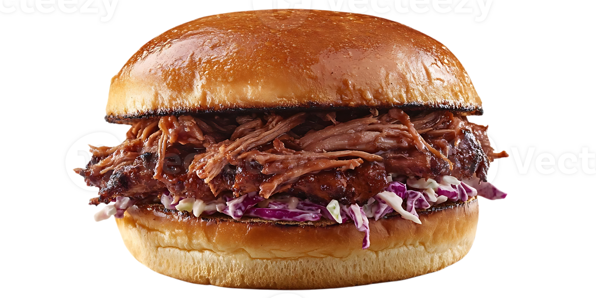 Pulled Pork Sandwich with Coleslaw and a Transparent Background png